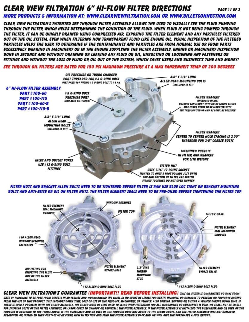 Direction Pg 1-2 for P#100 Hi-Flow Filter (jpeg)