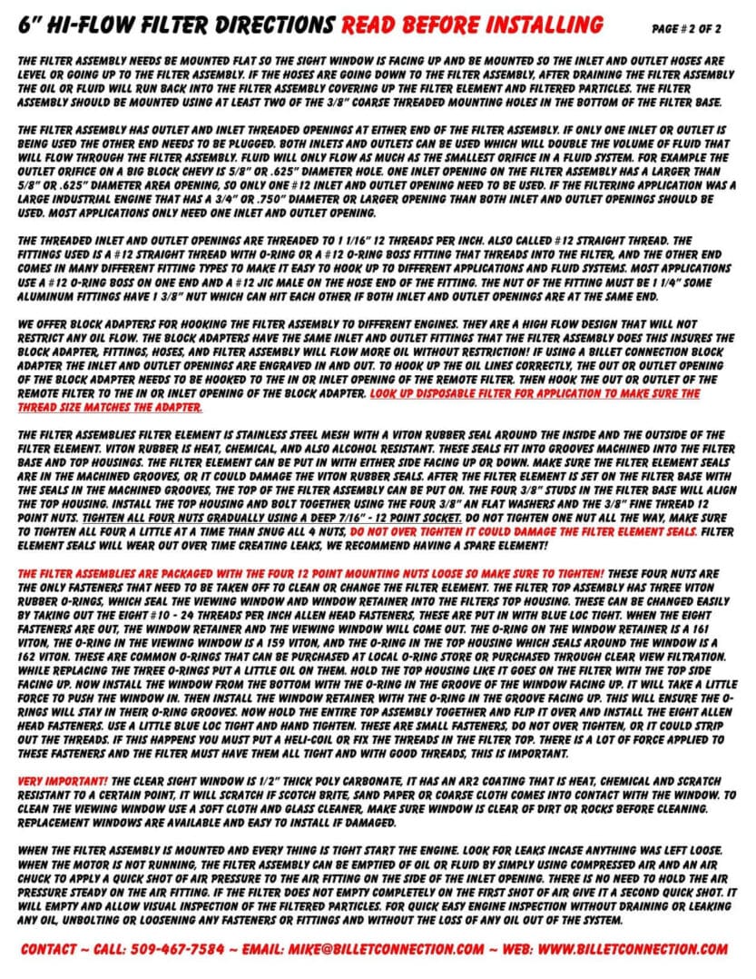 Direction Pg 2-2 for P#100 Hi-Flow Filter (jpeg)
