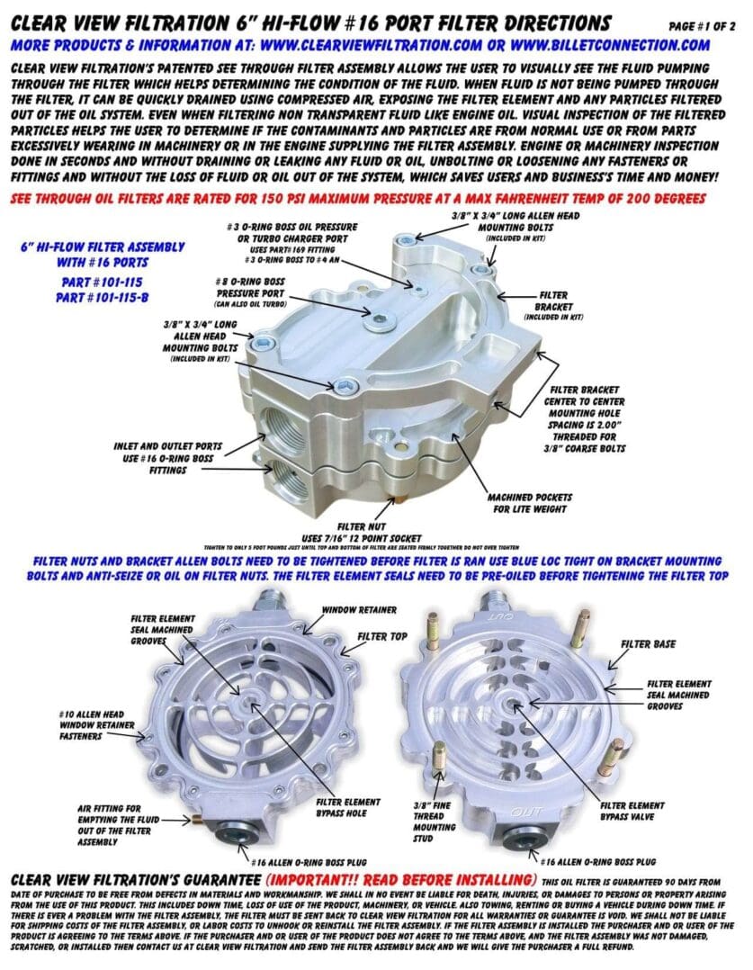 Direction Pg 1-2 for P#101-115 Dry Sump Filter (jpeg)