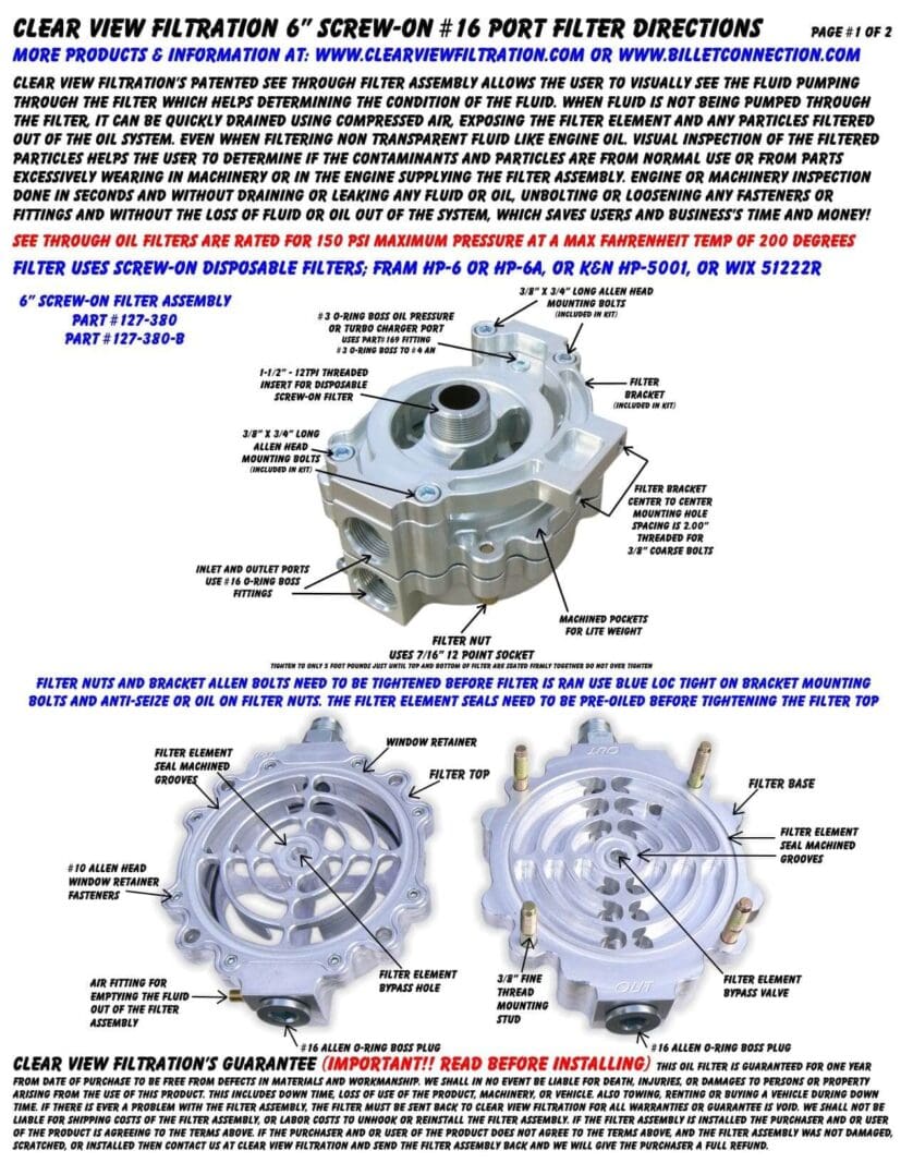Direction Pg 1-2 for P#127 Screw-On Filter (jpeg)