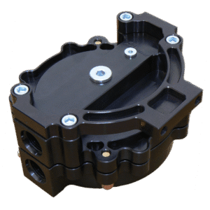 6" Filter Bracket mounted on HiFlow P# 175-B Black Anodized Image only (png)