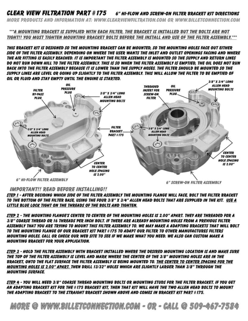 6" Filter Mounting Bracket Direction Pg 1-1 for P# 175 (b&w jpeg)