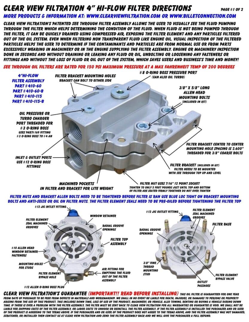 Direction Pg 1-2 for P#410 Hi-Flow Filter (jpeg)