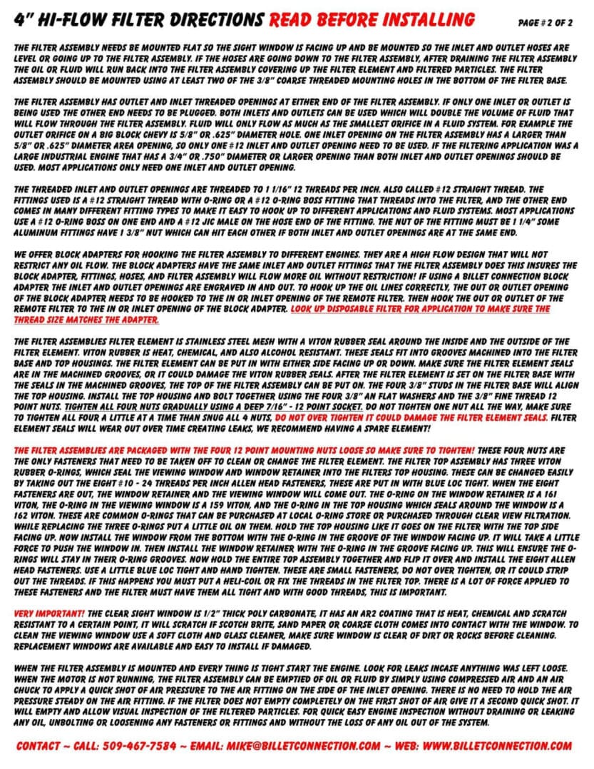 Direction Pg 2-2 for P#410 Hi-Flow Filter (jpeg)