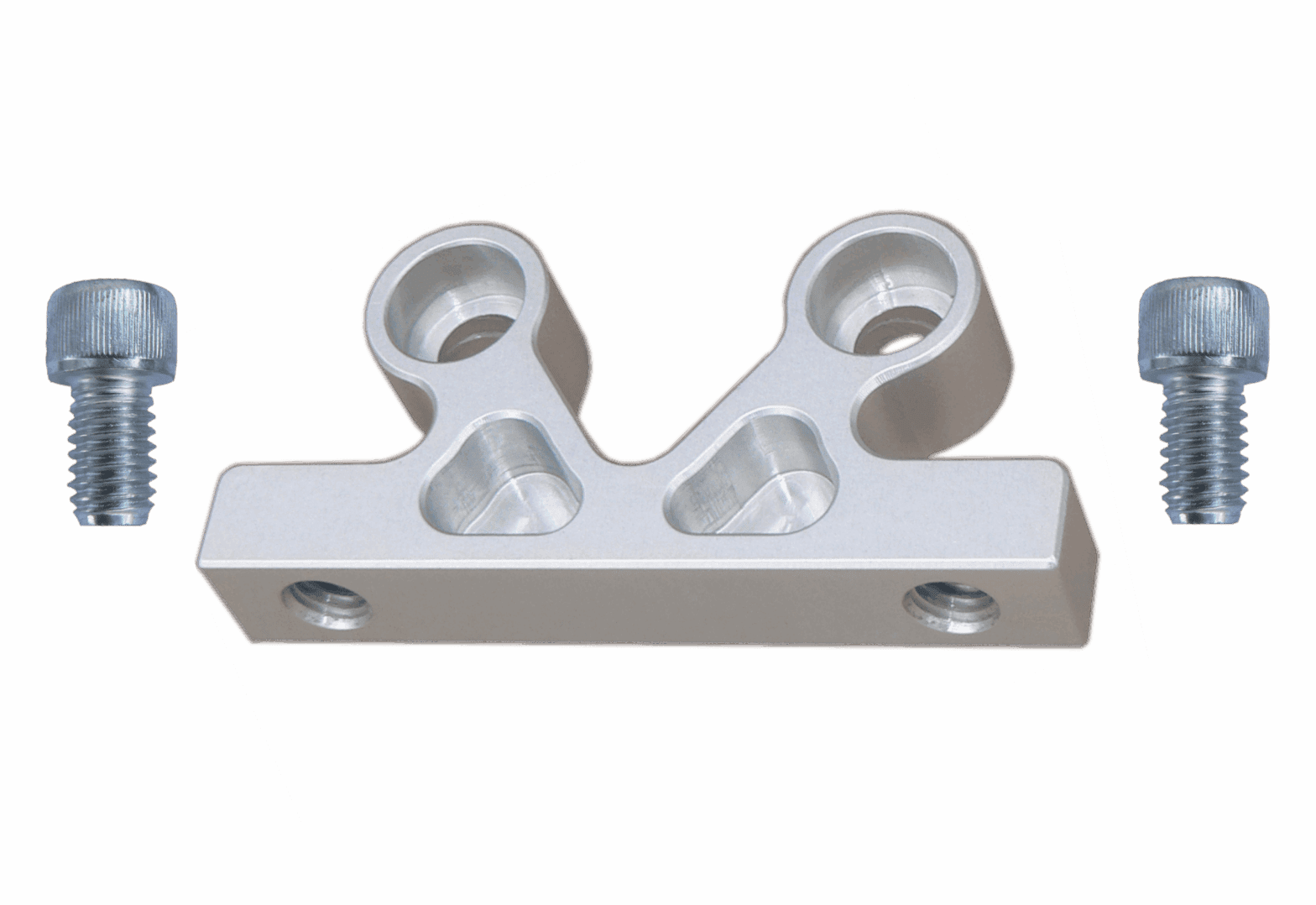 4in Straight Bracket w- Bolts P# 470 Clear Anodized Image only (png)