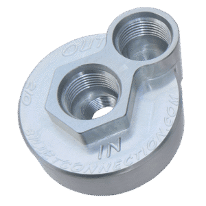 Dodge & Ford Block Adapter P# 210 Clear Anodized Image only (png)