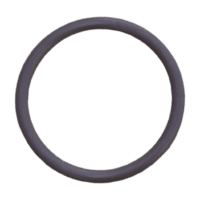 A simple black rubber O-ring isolated on a white background.