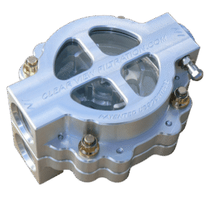 4in Dry-Sump Filter P# 445-115 Clear Anodized Image only