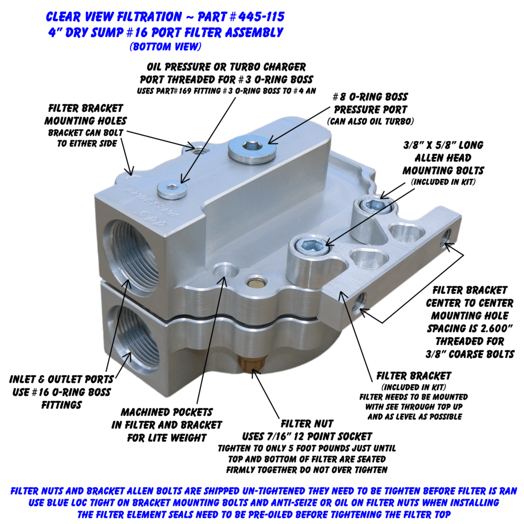 4i Dry Sump Filter P# 445-115 Explained with text (png)