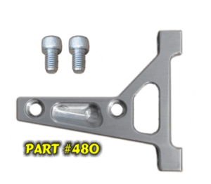 Metal bracket with two screws labeled Part #480.