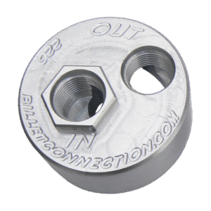 Late Model LS Oil Filter Adapter P# 226 Clear Anodized Image only